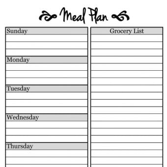 simple weekly meal plans